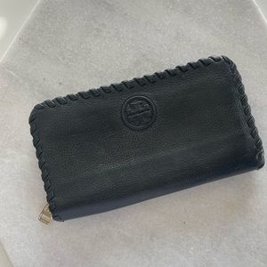 Tory Burch Marion Continental Leather Braided Wallet
